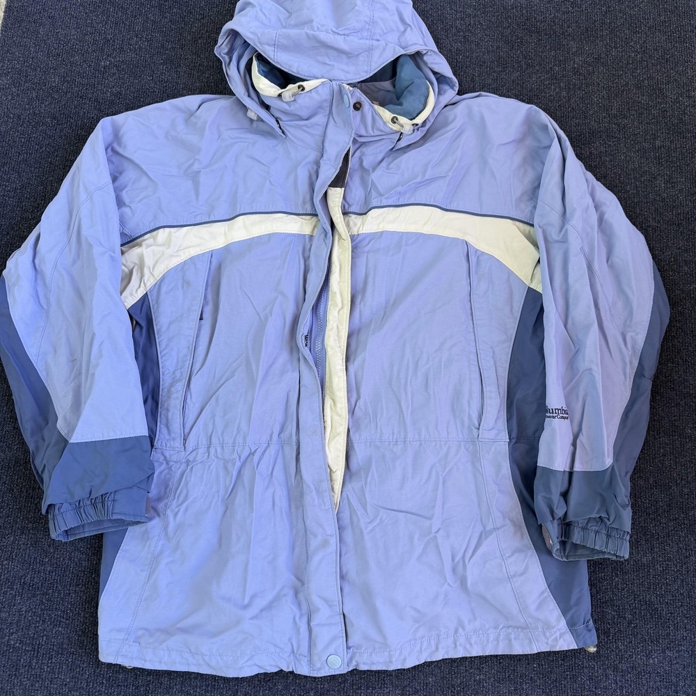 Columbia Parka Jacket Womens 1X Blue Hooded Interchange Ski Insulated Pockets